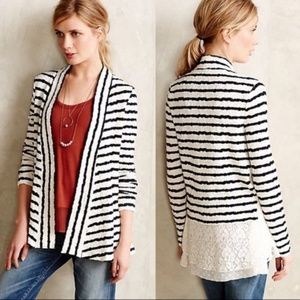 NWT $88 Anthropologie Postmark Plaited Pitch Open Front Cardigan Large
